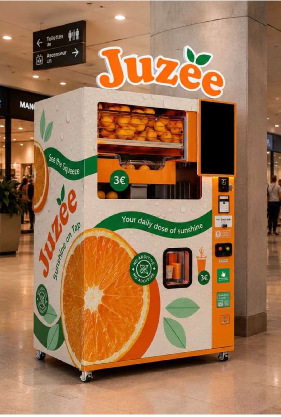 A Juzee machine in a shopping centre